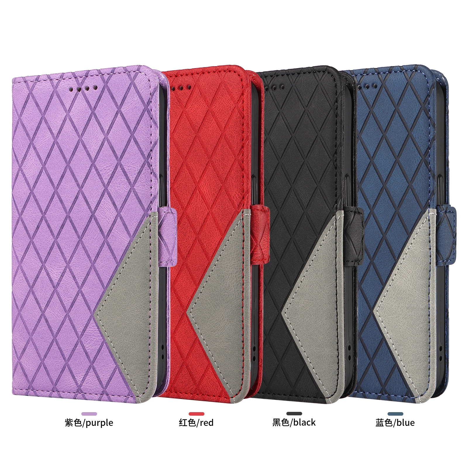 Vista frontal de la funda mostrando ranuras para tarjetas y cierre magnético