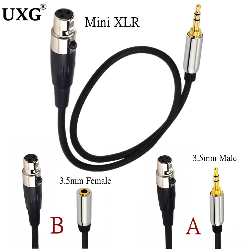 Conector mini XLR macho y hembra detalle