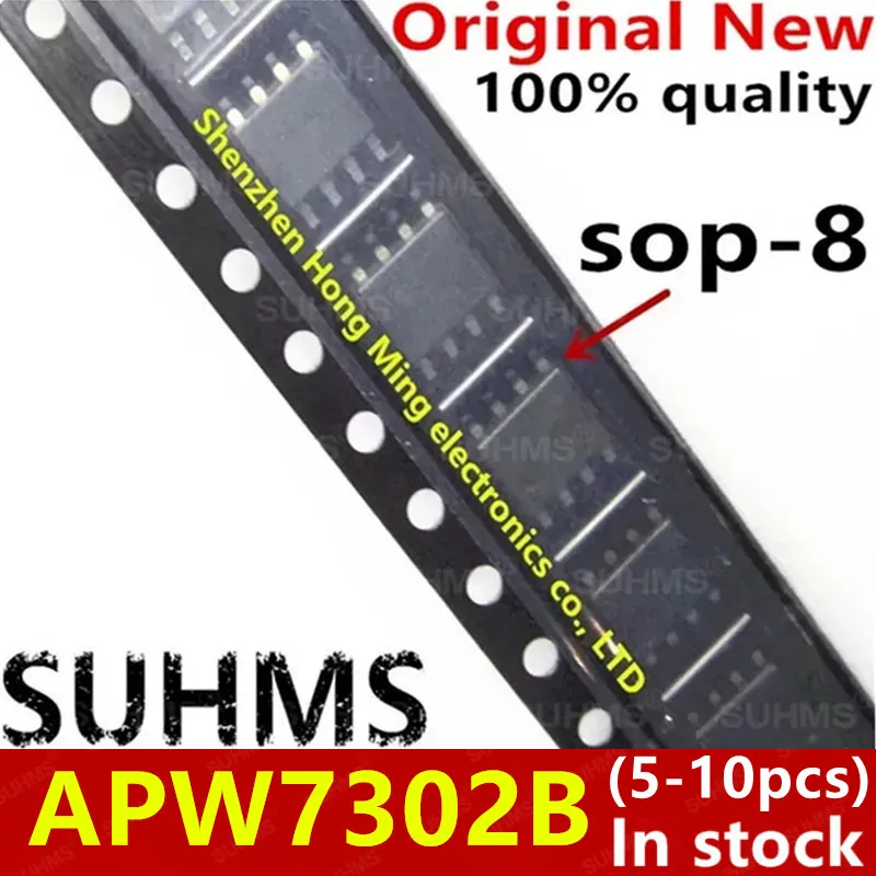 Vista frontal del chip APW7302B SOP-8
