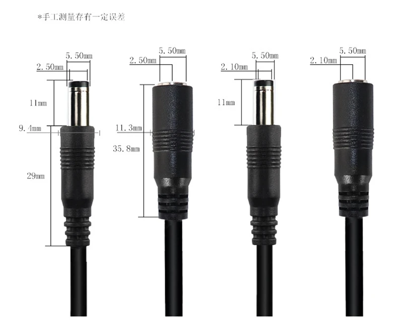 Detalle del conector DC 5,5x2,1mm