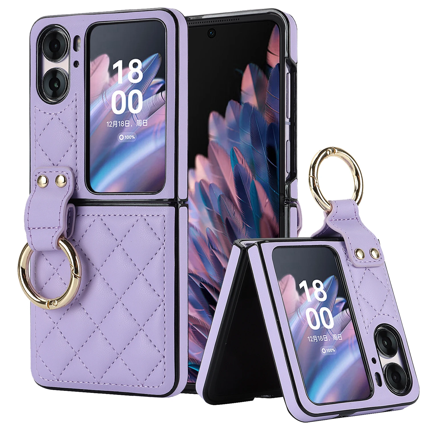 Funda Cuero OPPO Find N2 Flip 5G con Soporte Anillo Antigolpes - imagen 2