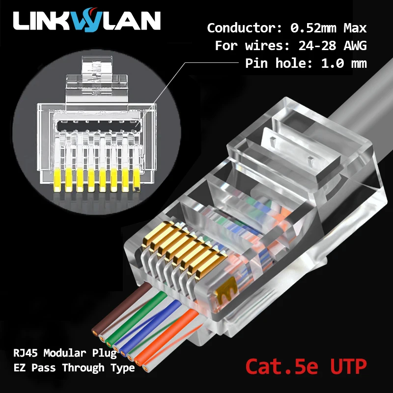 Linkwylan Conectores RJ45 Paso a Través CAT7/CAT6/CAT5e - imagen 3