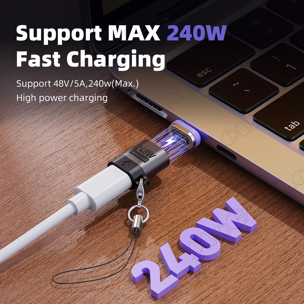 Cable Magnético USB-C 240W – Carga Rápida 5A para iPhone Samsung iPad MacBook - imagen 3
