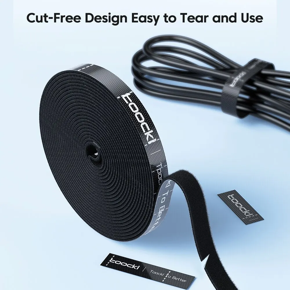 Toocki Organizador de Cables 5m x 10mm – Bridas Enrolladoras Reutilizables - imagen 3