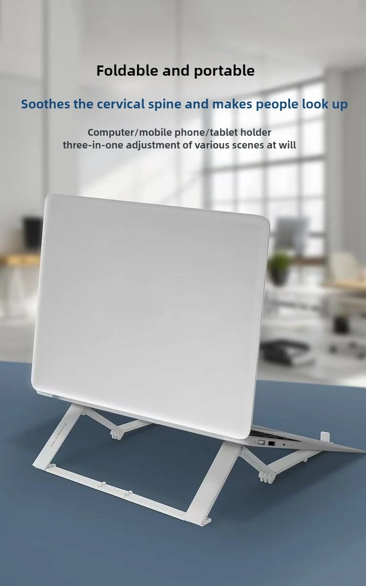 Vista del soporte en escritorio con tableta/teléfono