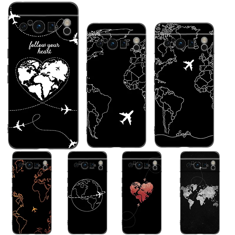Funda Google Pixel Mapamundi Dibujos Animados Silicona Antigolpes