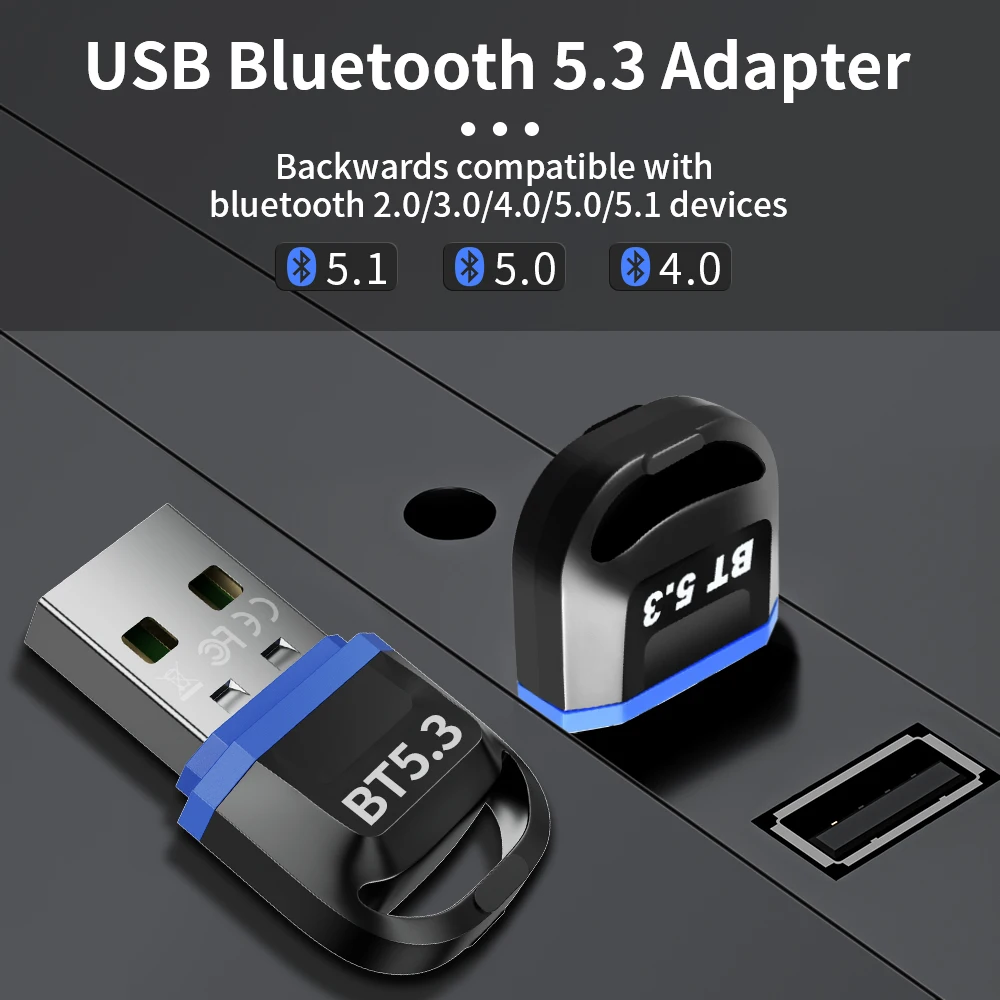 Dongle Bluetooth 5.3 USB Receptor Transmisor PC Altavoz Ratón Teclado