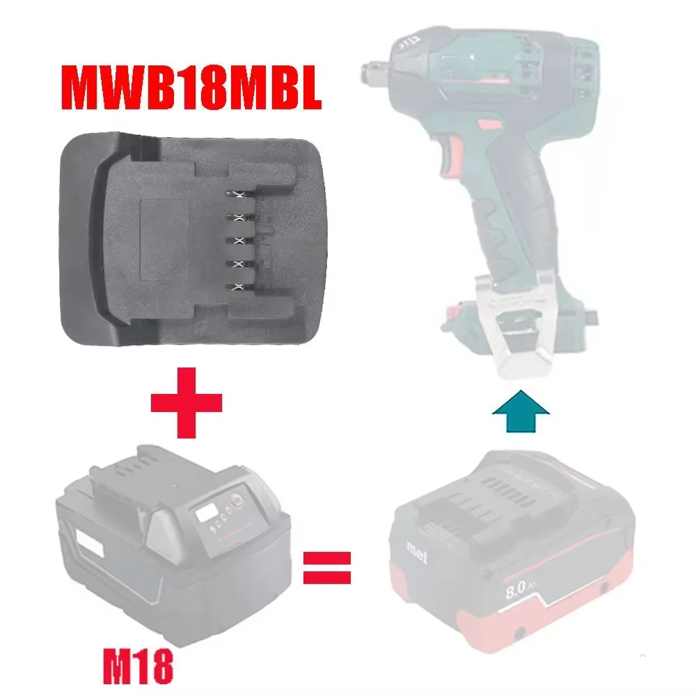 Adaptador MWB18MBL conectado a batería Milwaukee M18