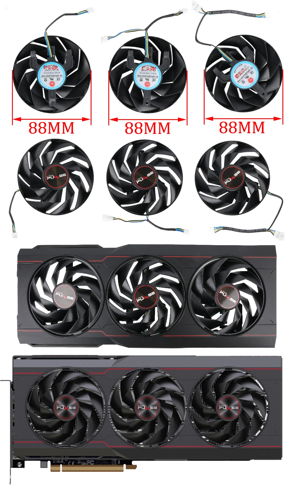 Ventilador de repuesto para GPU 88mm FD9015H12D