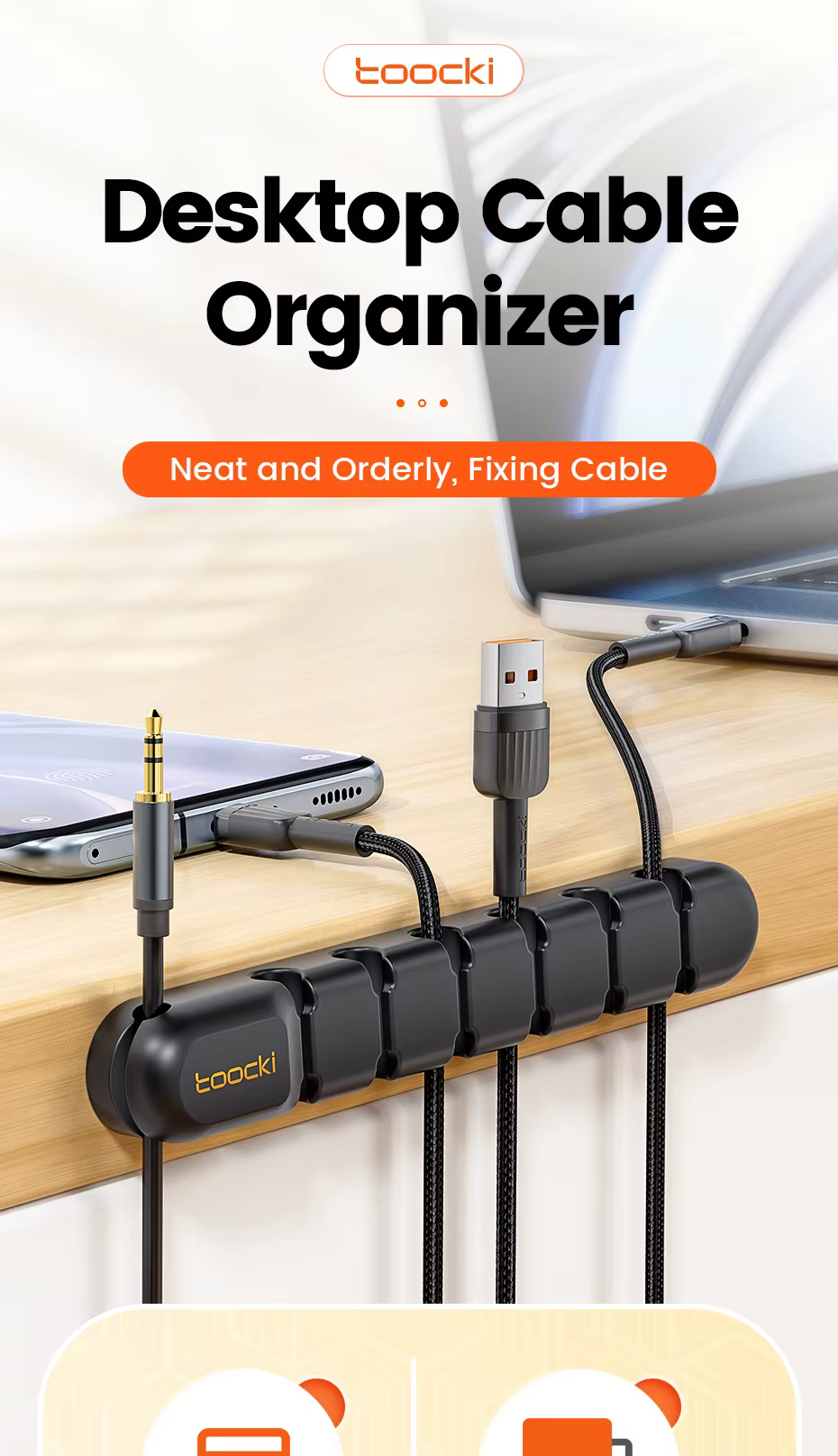 Organizador de cables Toocki vista frontal