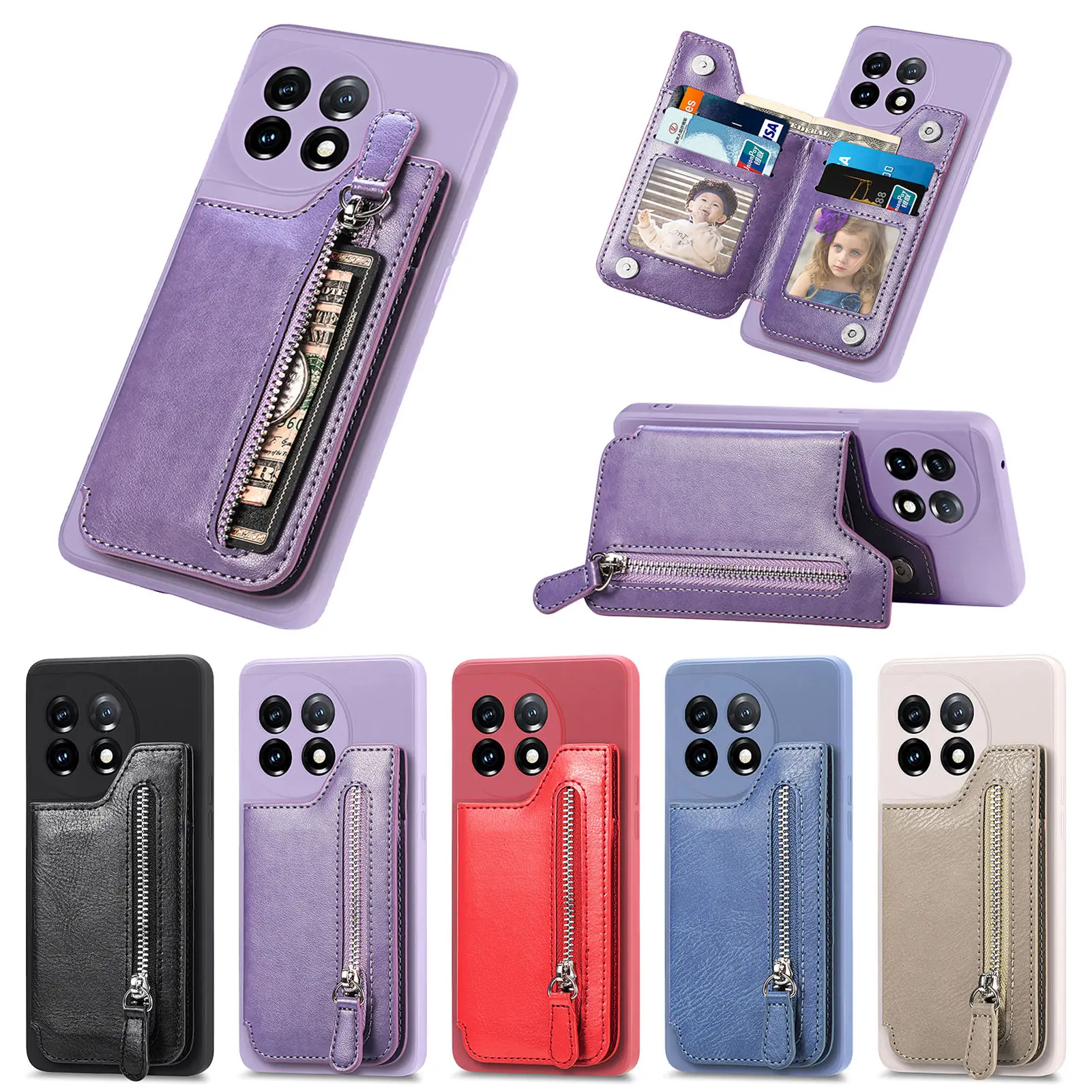 Funda Cuero OnePlus para 11/10 Pro – Cremallera Magnética