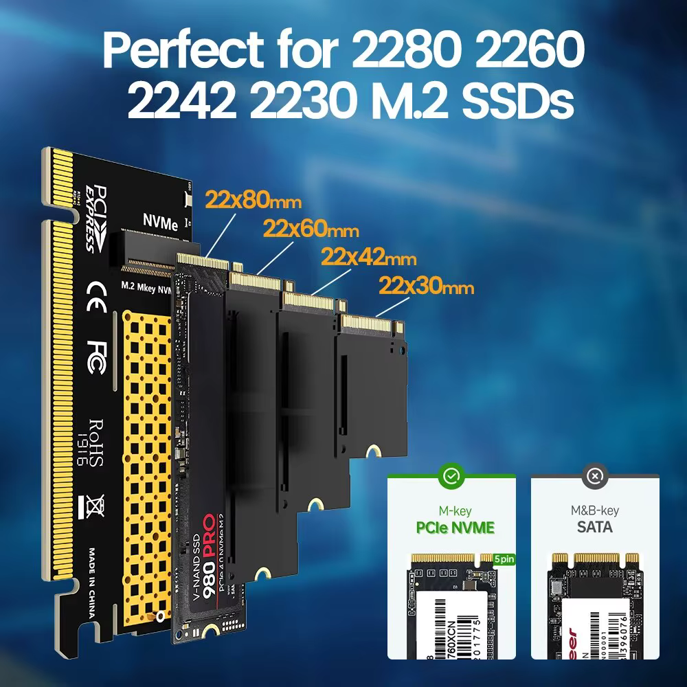 JEYI Adaptador M.2 NVMe a PCIe x16 para SSD Gen4 y Gen5 - imagen 3