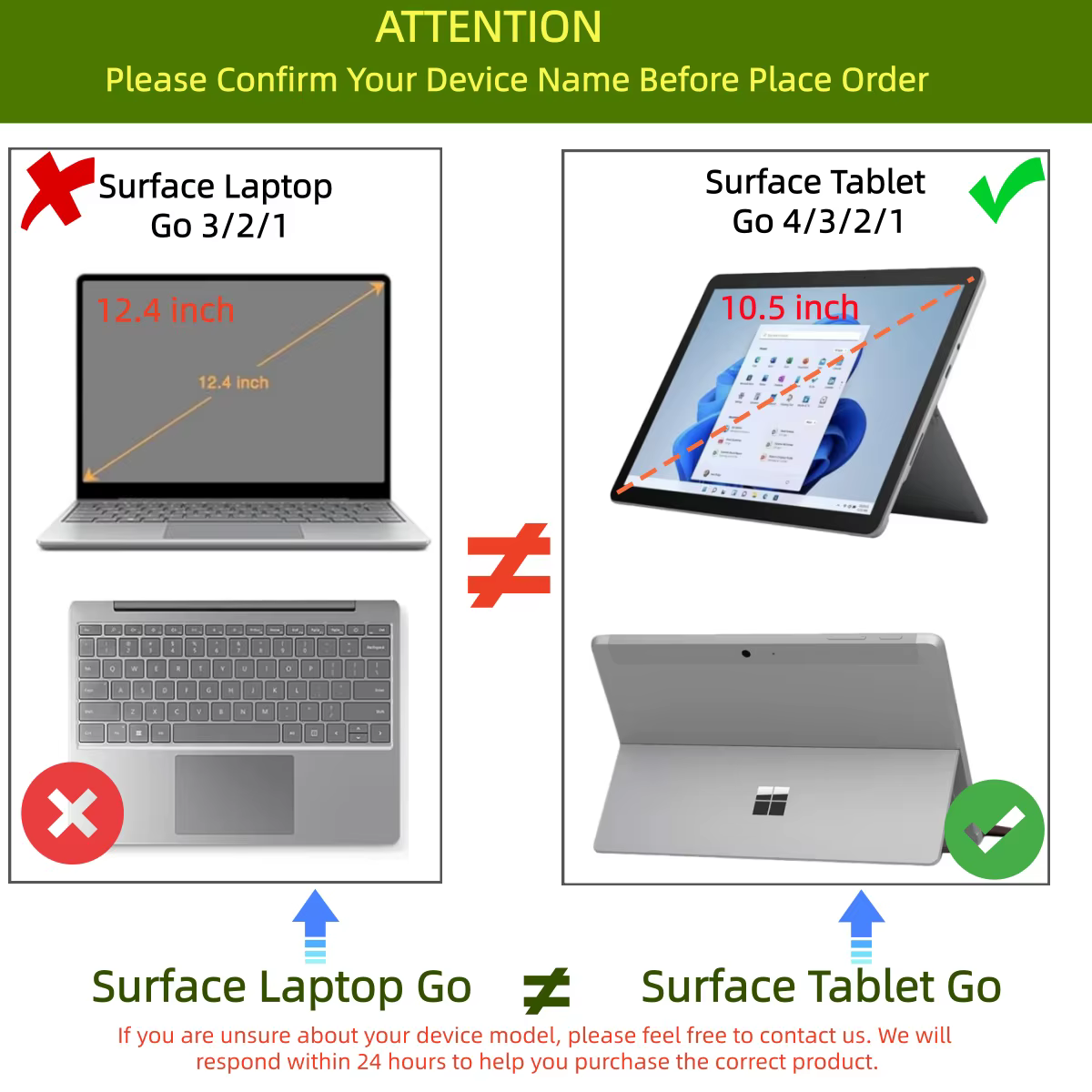 Funda Microsoft Surface Go 4/3/2 – Soporte Multiángulo TPU y Cuero PU - imagen 3
