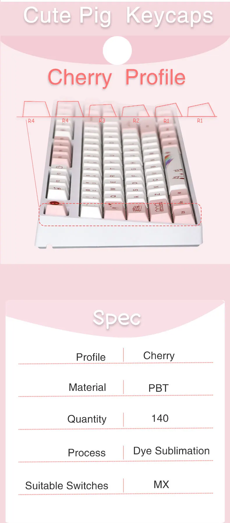 Conjunto de tapas - colores rosa y blanco