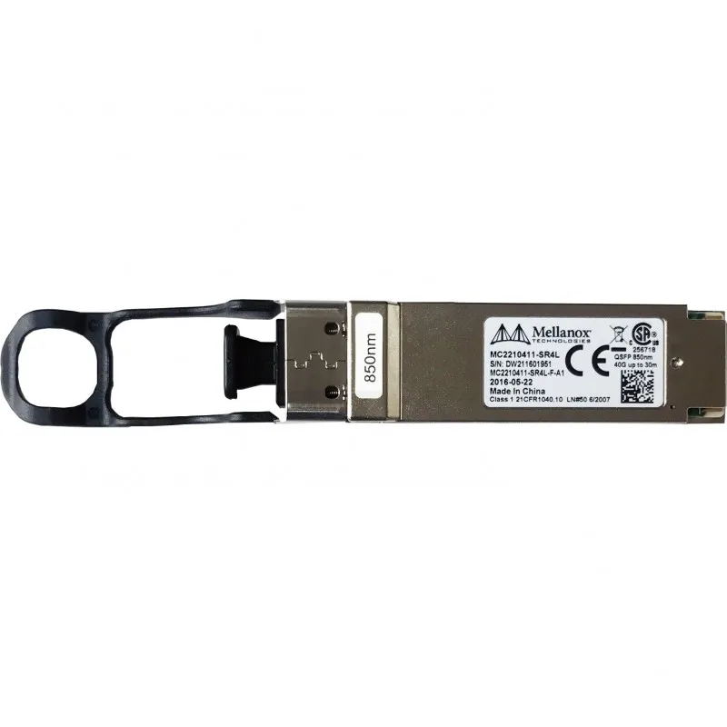 Vista frontal del transceptor QSFP 40G Mellanox