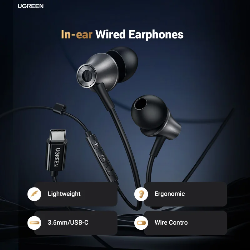 UGREEN Auriculares USB-C 3.5mm con Micrófono y Estéreo HiFi - imagen 2