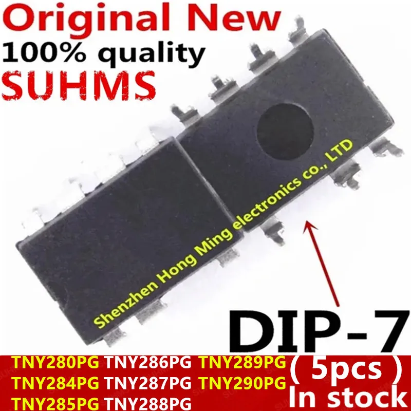 Vista frontal del chipset TNY280PG en su encapsulado DIP-7