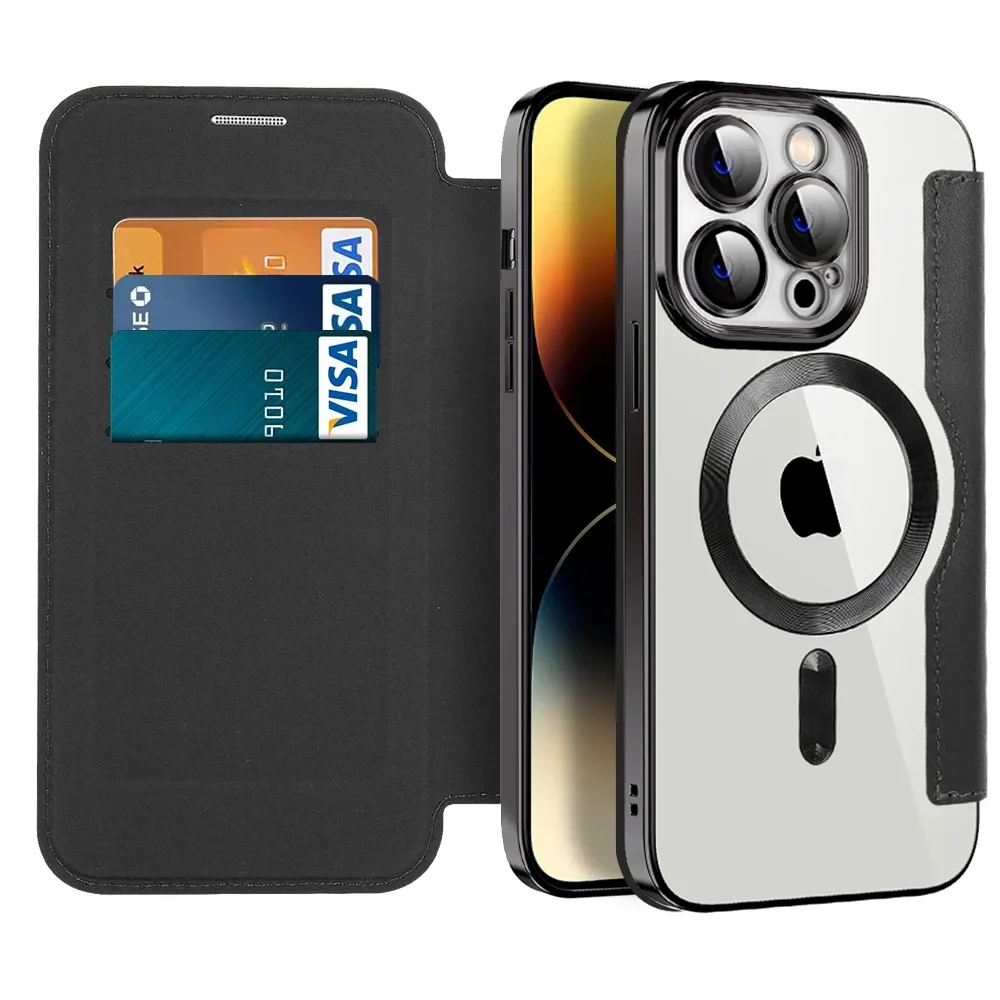 Funda de cuero MagSafe para iPhone 11-16 con tapa tarjetero - imagen 2