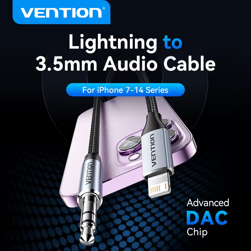Vention Adaptador Lightning a 3,5mm DAC para iPhone 14/12/Pro Max/XR - imagen 4