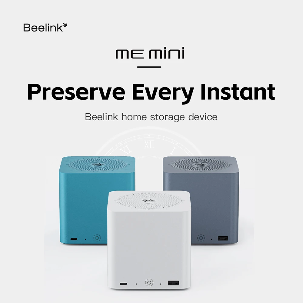 Beelink ME Mini vista frontal con LEDs de estado