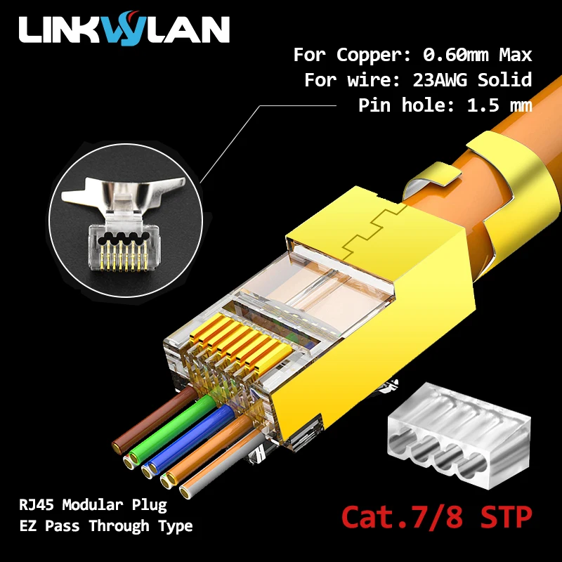 Linkwylan Conectores RJ45 Paso a Través CAT7/CAT6/CAT5e - imagen 5