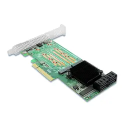 Adaptador RAID PCIe x8 para 4 M.2 SSD + 4 SATA - UEFI
