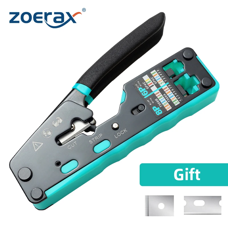 ZoeRax Crimpadora RJ45 pasante para conectores Cat6, Cat5e y RJ12 - imagen 4