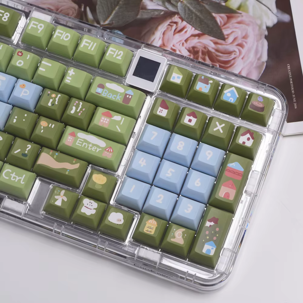 Set completo de 140 teclas PBT en bandeja organizada