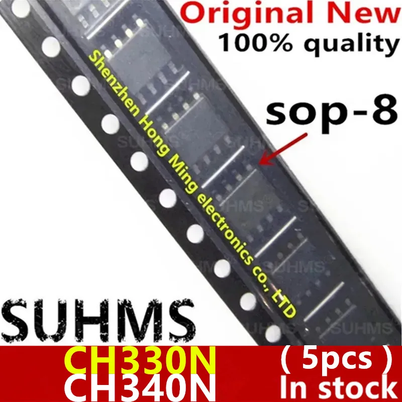 Vista frontal del chip CH340N en encapsulado SOP-8