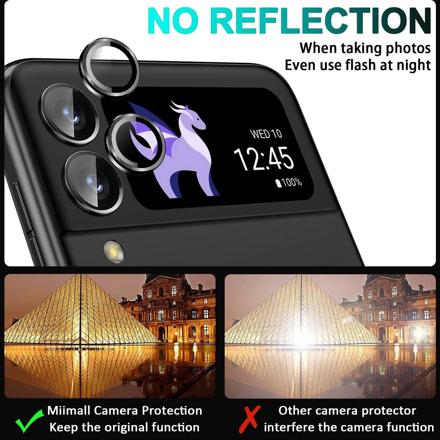 Samsung Galaxy Z Flip – Protector Cámara Cristal Templado Aro Metálico - imagen 3