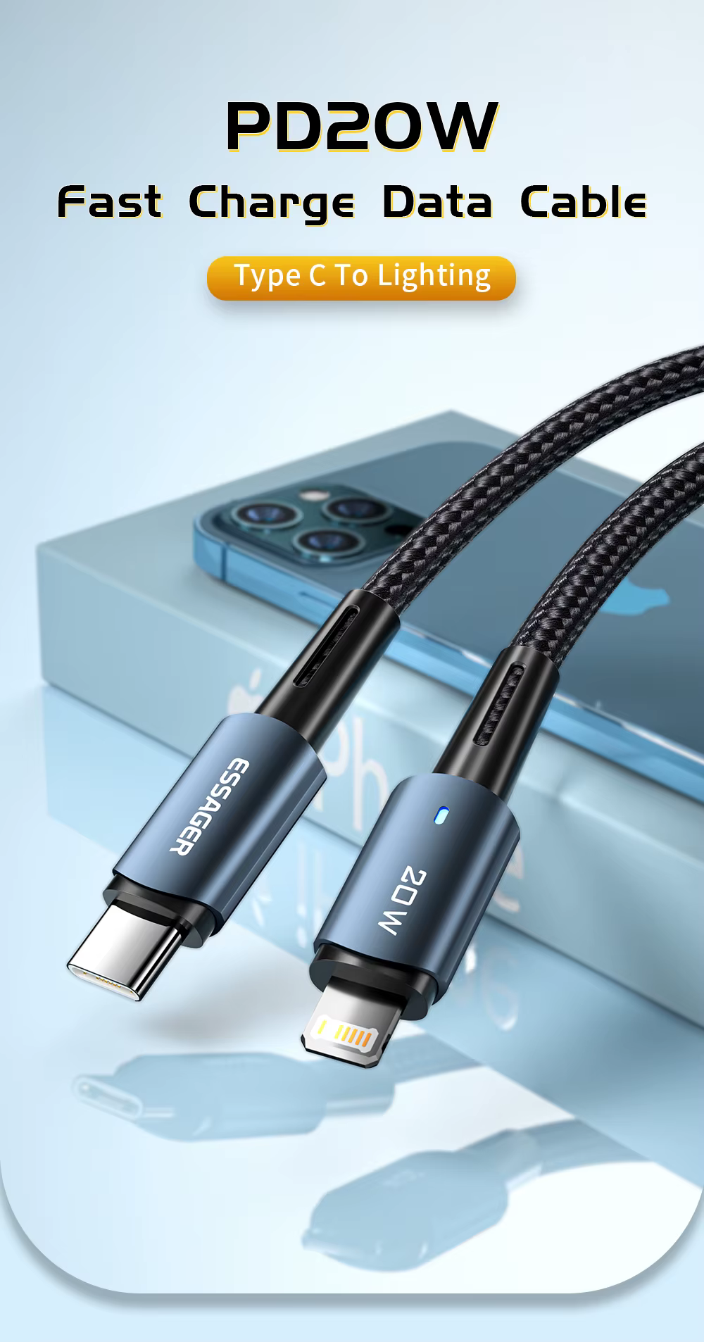 Cable Essager conectado a un iPhone
