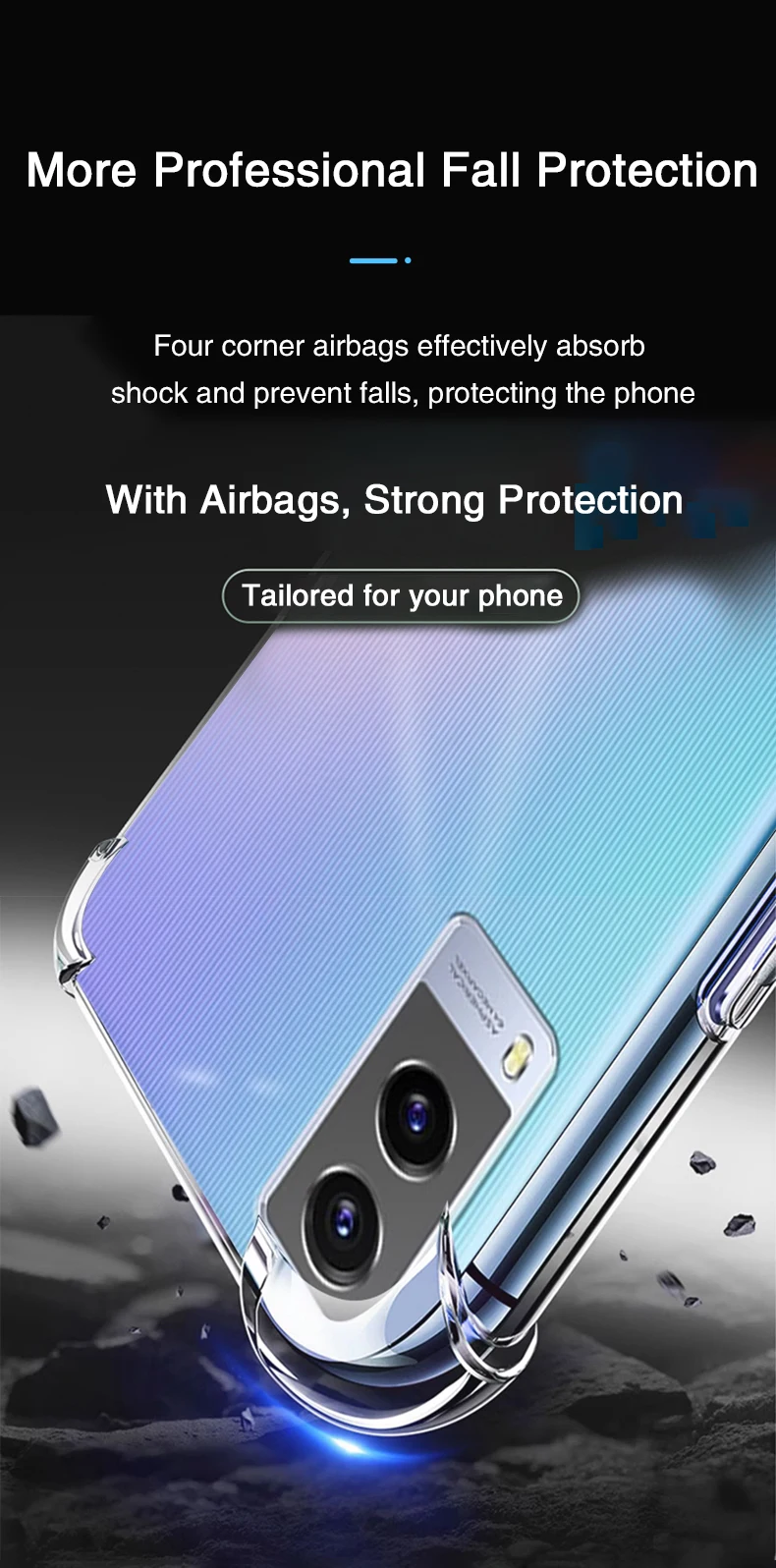 Funda de silicona transparente protectora de cámara