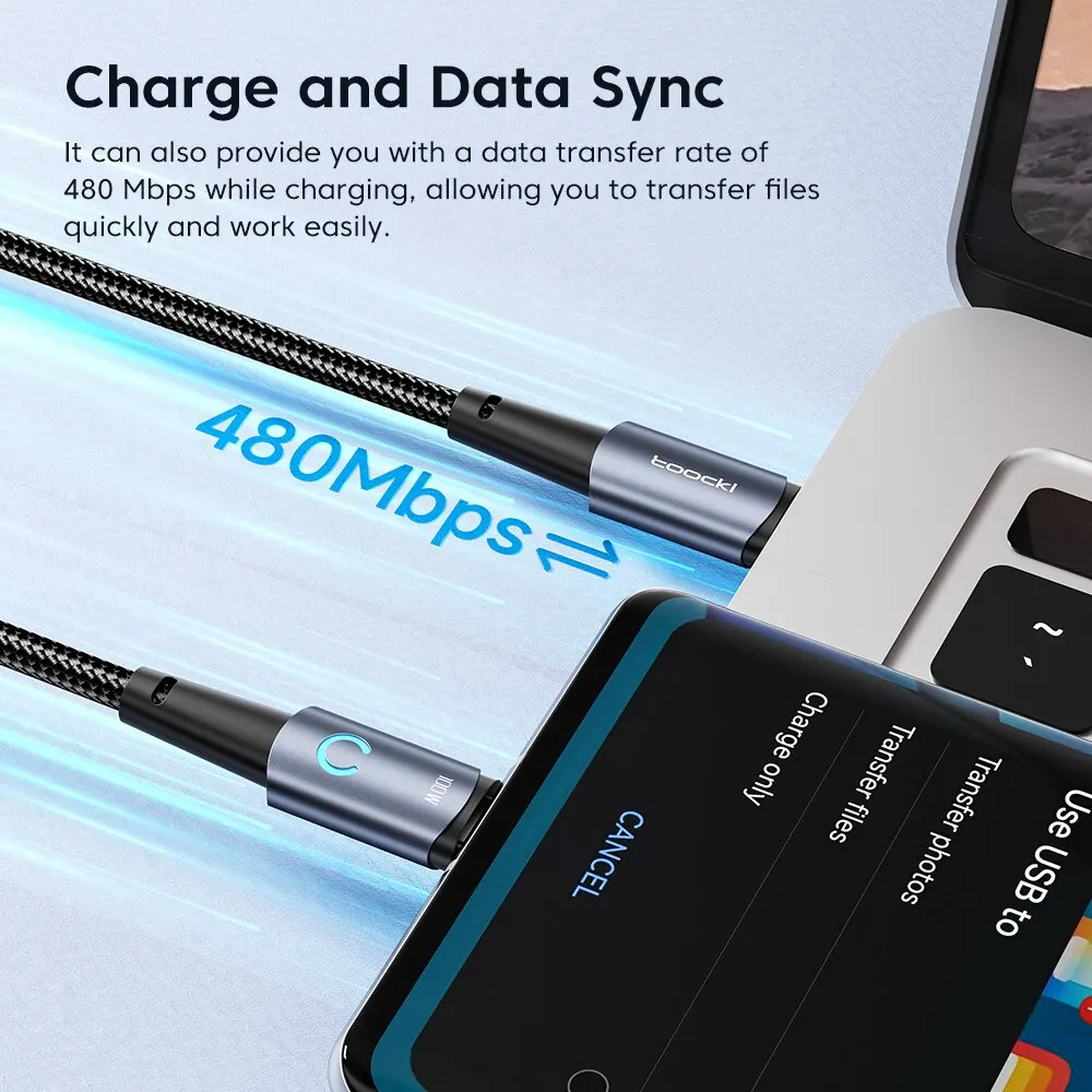 Toocki Cable USB-C 100W carga rápida Xiaomi Huawei Samsung MacBook - imagen 3