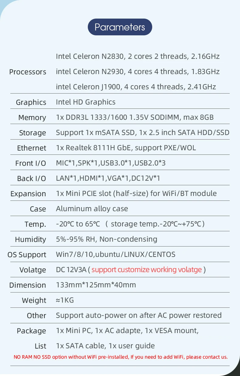 Mini PC XCY conexiones traseras