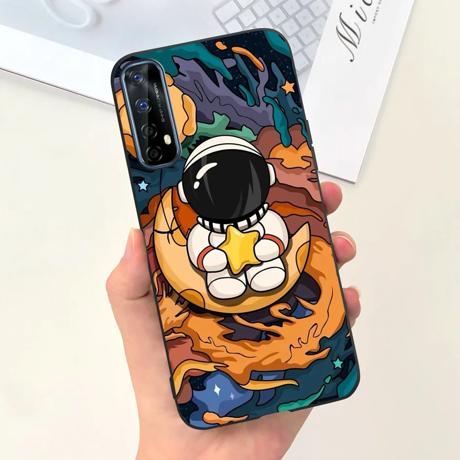 Funda de silicona suave con diseño de astronauta para Realme 7