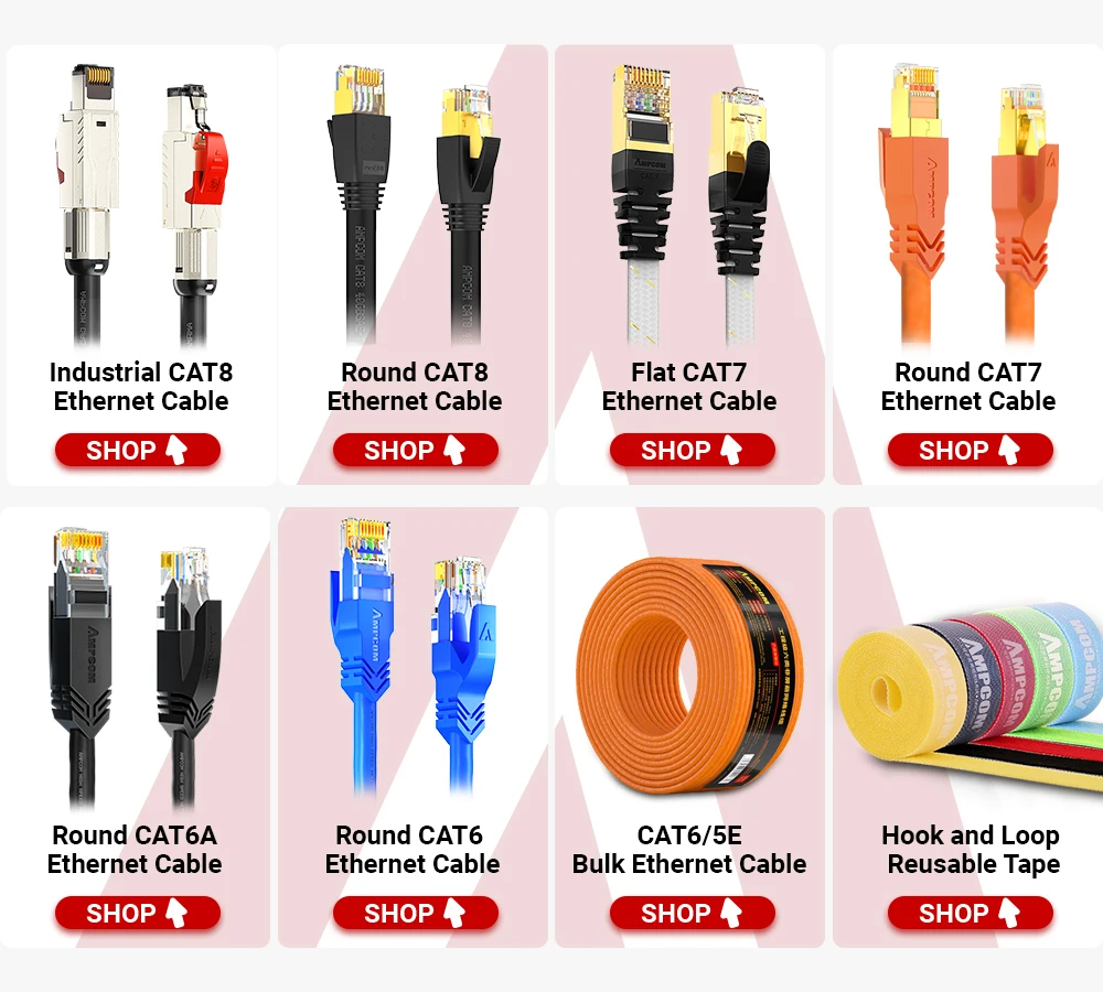 Cable Ethernet RJ45 AMPCOM Cat5e con conectores chapados en oro