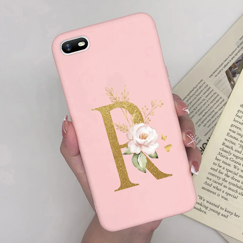 Funda de silicona OPPO A1K con diseño floral y letras - imagen 2