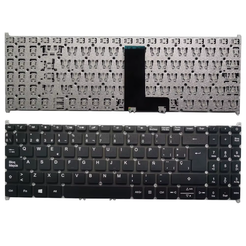 Teclado visto desde el reverso con cables de conexión