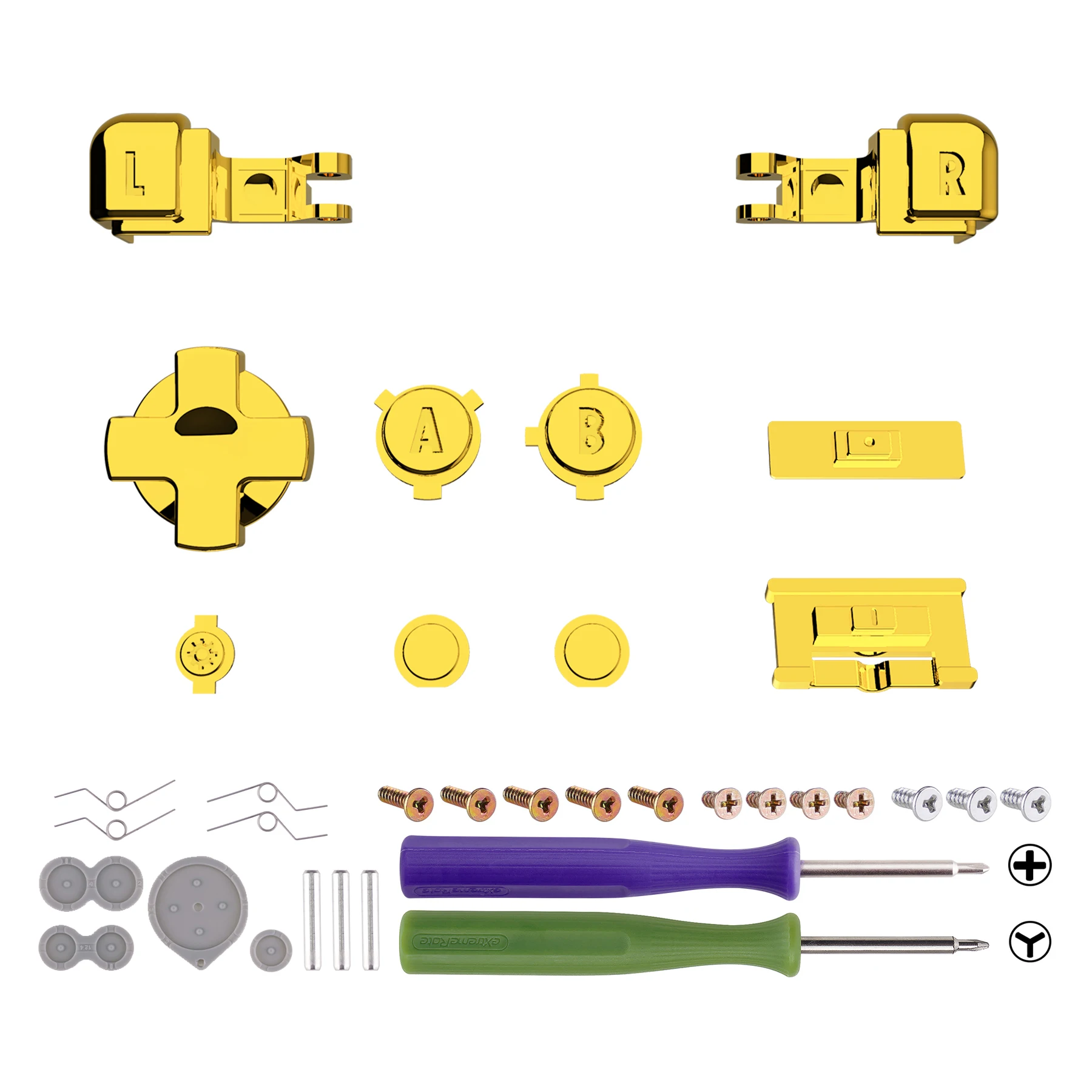EXtremeRate Botones Gameboy Advance SP Oro Cromado