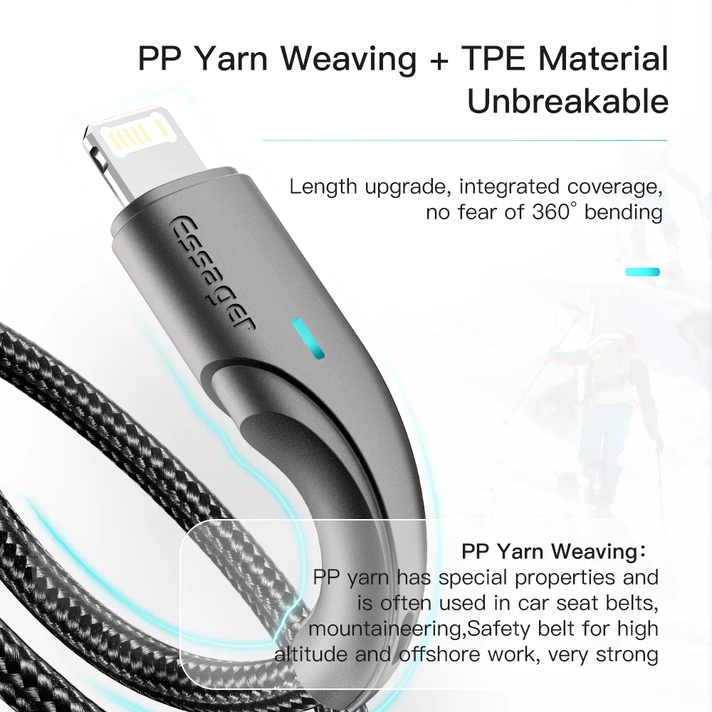 Cable USB-C a Lightning Essager carga rápida iPhone iPad - imagen 5
