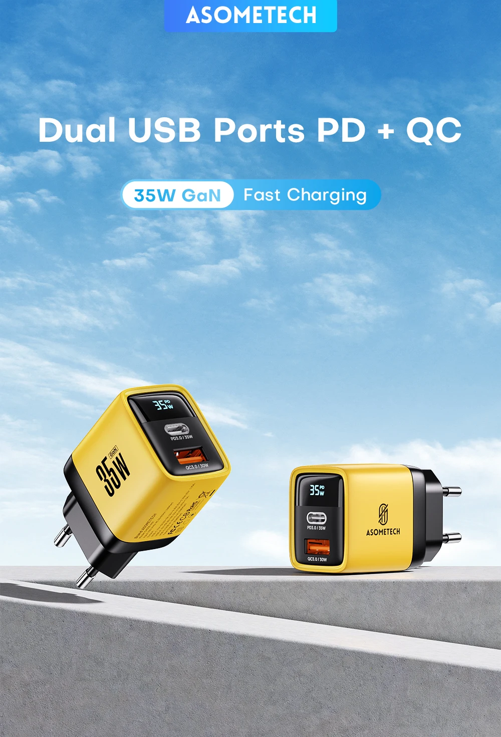 Cargador GaN con pantalla LED