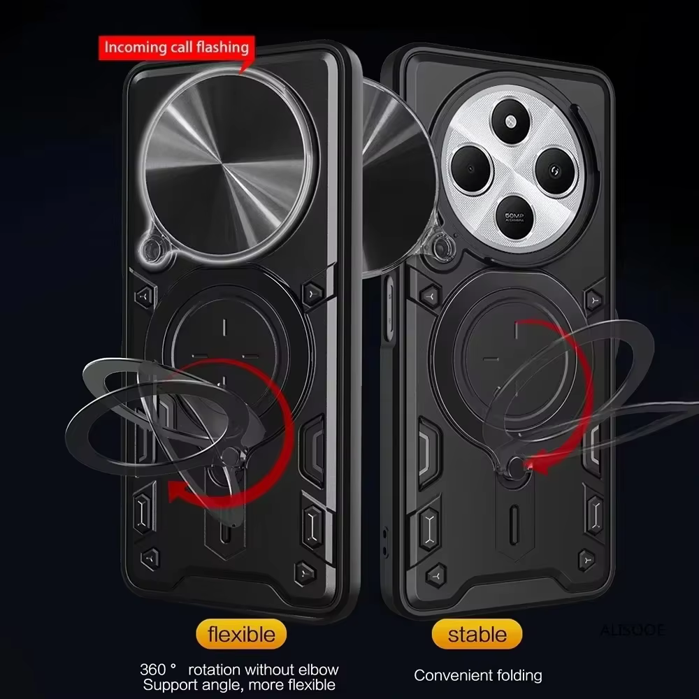 Xiaomi Redmi 14C 4G Funda Armadura Lente Deslizante Anillo Magnético