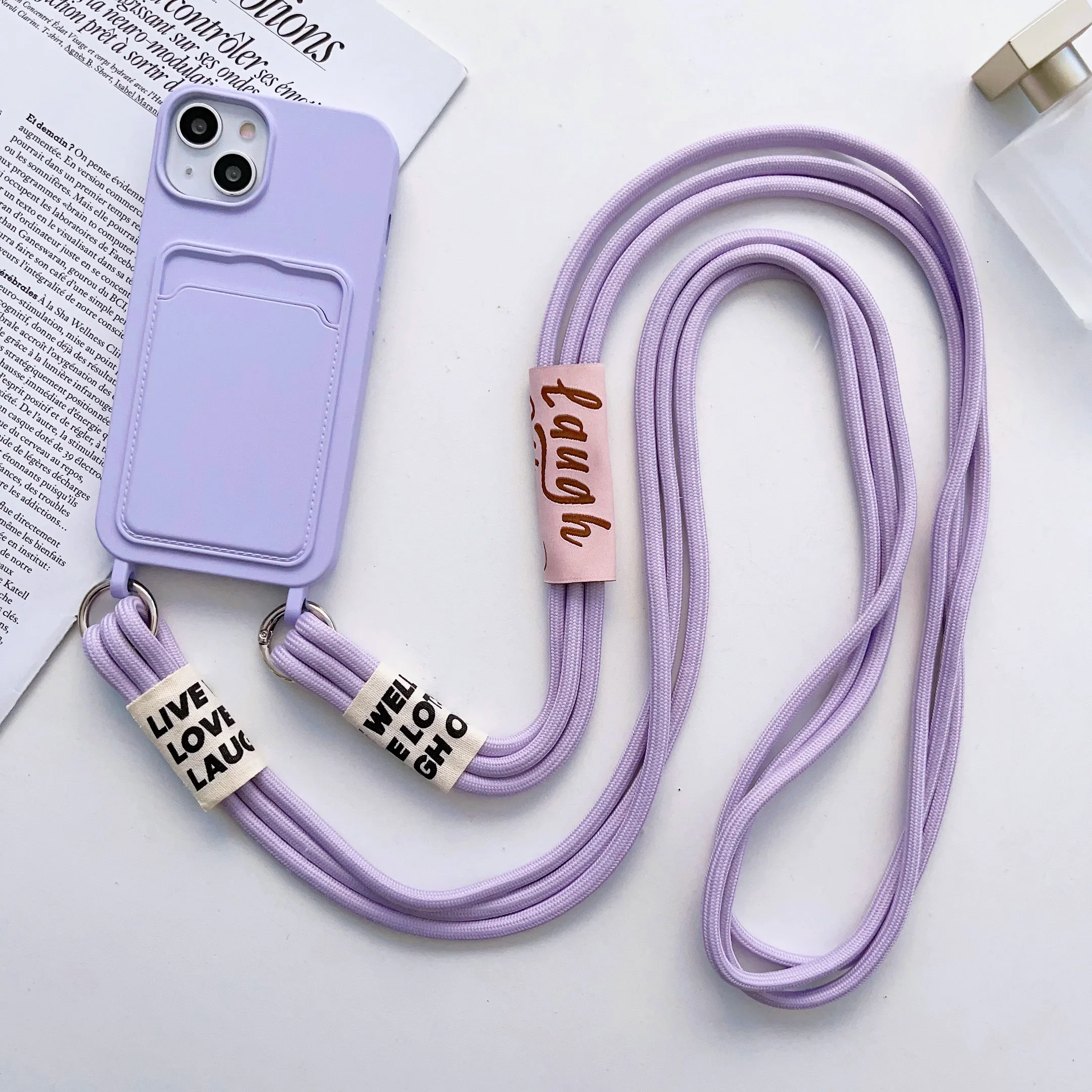 Funda iPhone con Cordón y Bolsillo TPU – Compatibilidad 15 Pro Max a XR