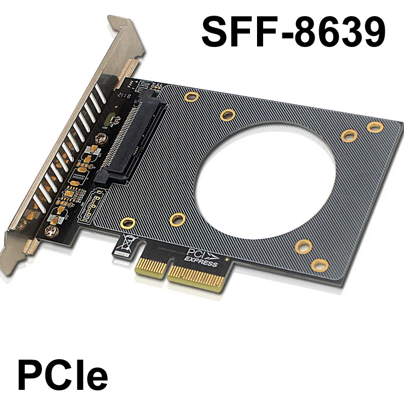 Vista frontal del adaptador U.2 a PCIe