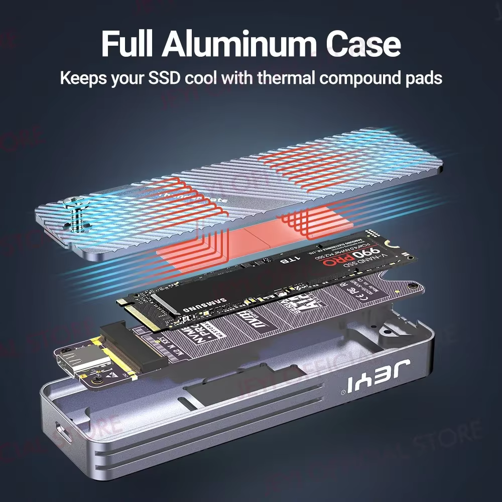 JEYI Caja SSD M.2 NVMe USB 3.2 Gen2 UASP con Protección de Escritura - imagen 4