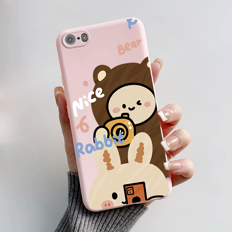 Funda de silicona con diseño de conejo para iPhone SE