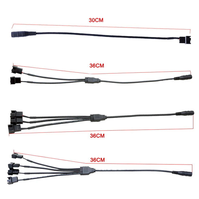 Adaptador 1 a 4 Ventiladores PWM 4 Pin 12V – Conector DC 5,5 x 2,1 mm - imagen 2