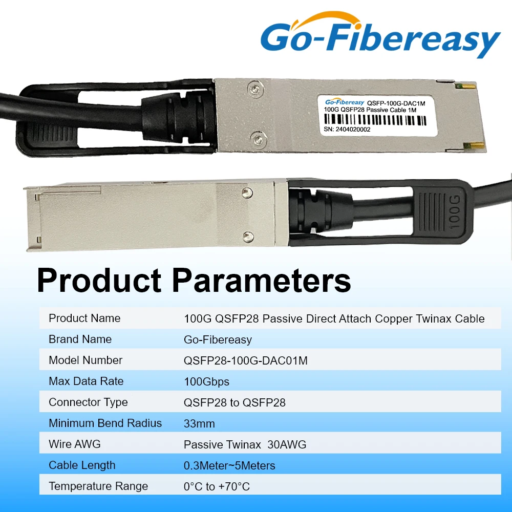 Cable DAC 100Gb QSFP28 Pasivo Apilable para Mikrotik Huawei Cisco - imagen 2