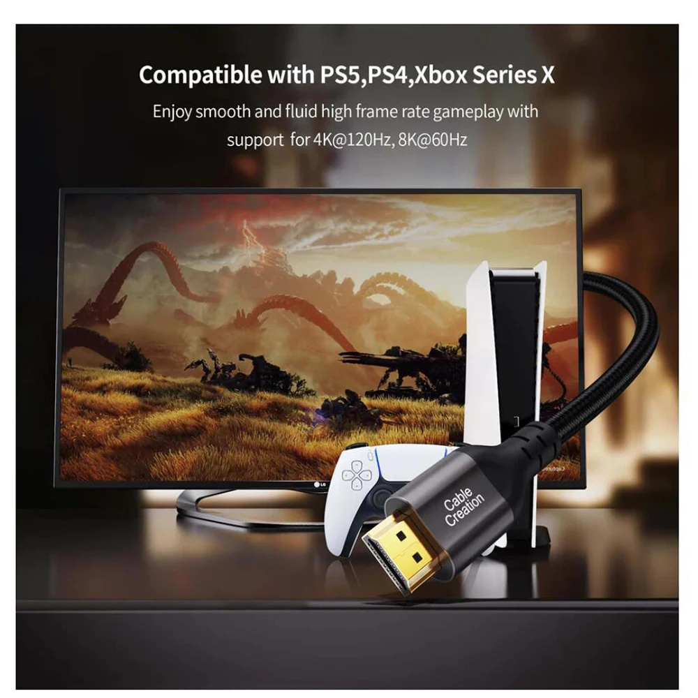 Cable HDMI 2.1 trenzado 8K 60Hz compatible con PS5 y Xbox Series X - imagen 2
