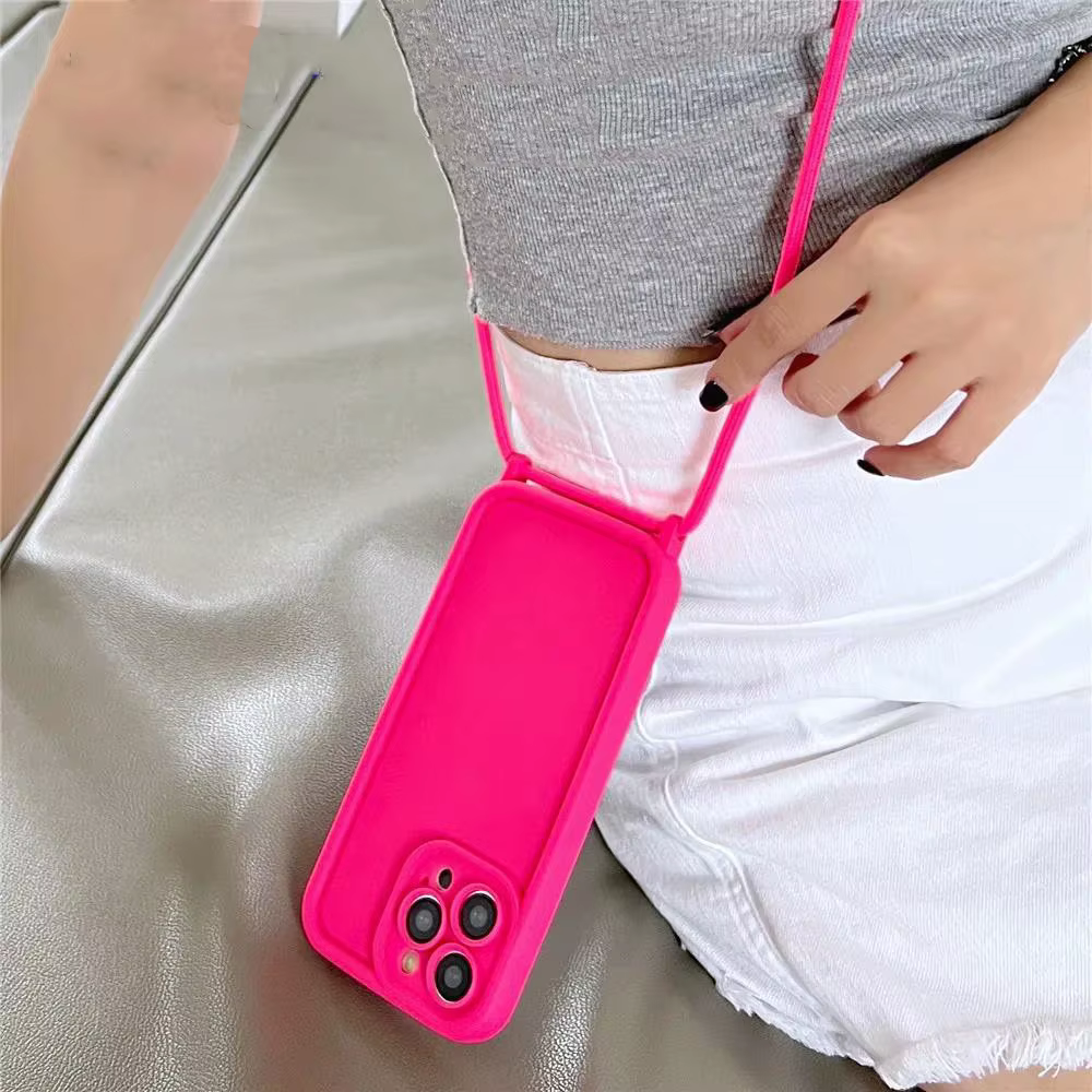 Funda rosa con cordón para el cuello